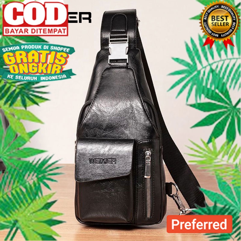 WEIXIER 9525 Tas Selempang Pria Kulit Shoulder Bag Anti Air WX-OS// HAND BAG / TAS TANGAN MURAH / TA