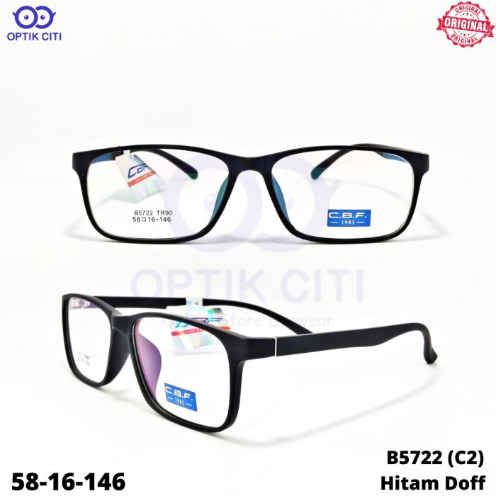 frame kacamata pria kotak size besar CBF 5722 Original Ringan Lentur
