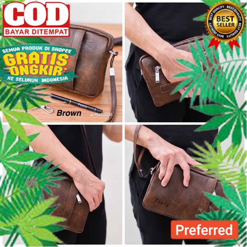 Best Seller Handbag Clutch pria Pedro 312 Free pena | Sling bag pria// HAND BAG / TAS TANGAN MURAH /