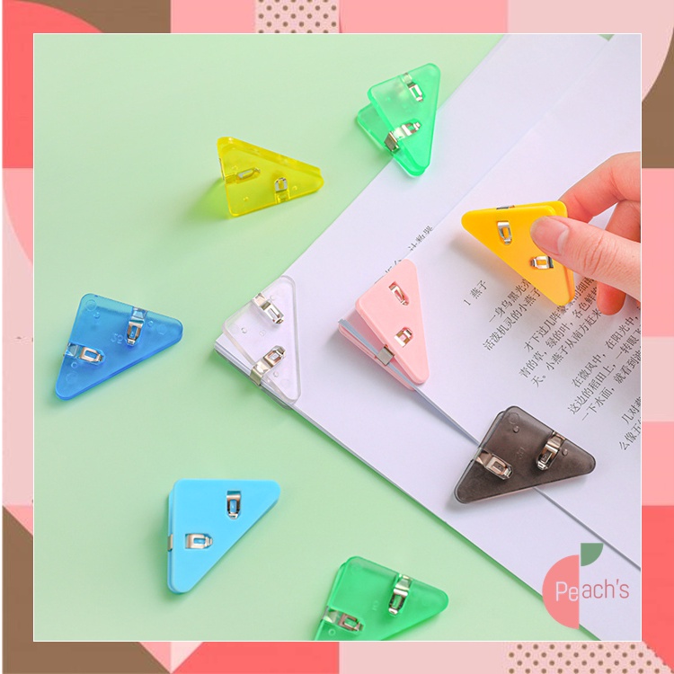 

PEACHs - S6063 Klip Penjepit Buku / Klip Sudut Kertas Akrilik / Paper Clip Segitiga Warna-Warni / Penjepit Kertas Binder Plastik