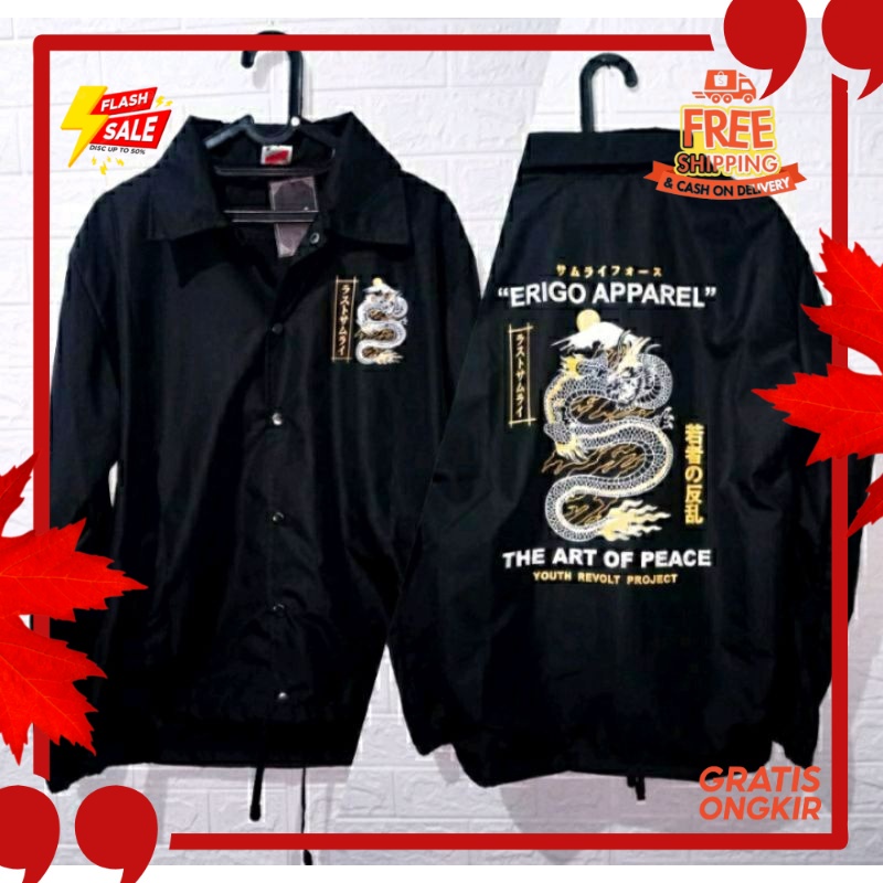 OUTFIT JKT48 TERBARU NEW ERA //JAKET COACH ERIGO  NAGA HITAM PRIA WANITA - COACH JAKET PRIA MURAH -J