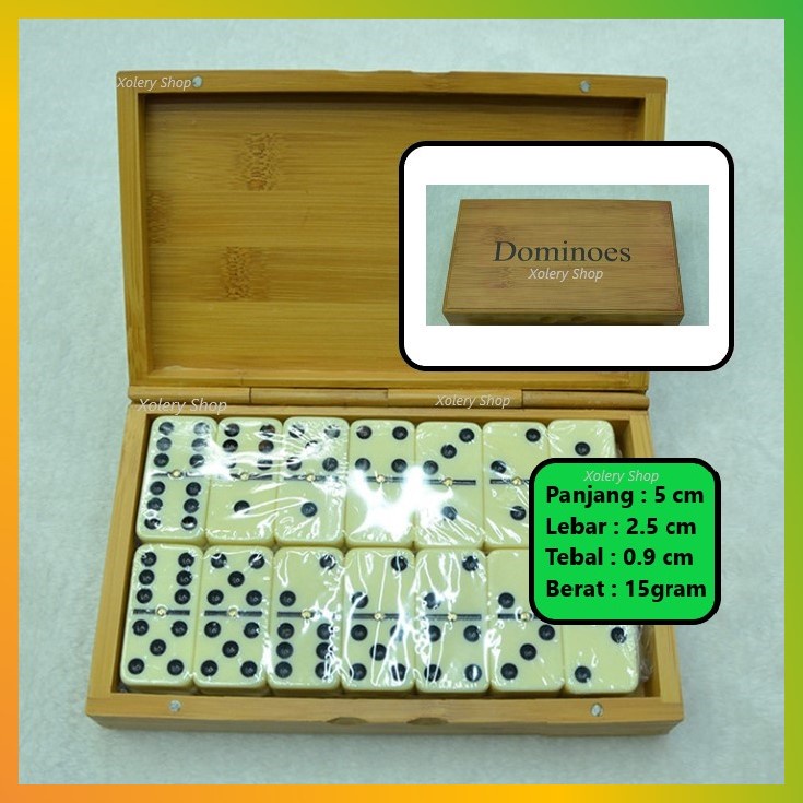 AS45RR Batu Domino Pro Box Kayu Tebal Panjang 5cm Lebar 2.5cm Tebal 0.9cm
