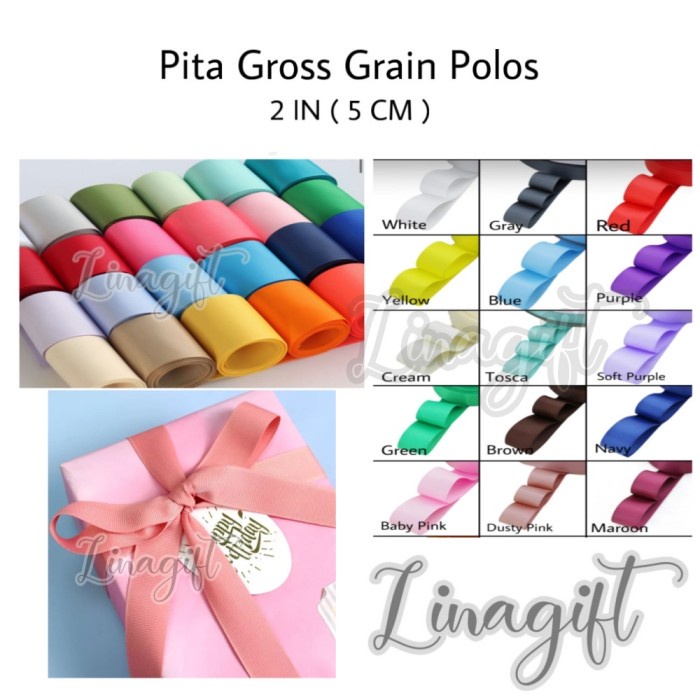 

PITA GROSSGRAIN POLOS/ GROSGRAIN/ KADO/ KAIN 2 INCH/ 5 CM ROL 20 YARD - Dusty pink