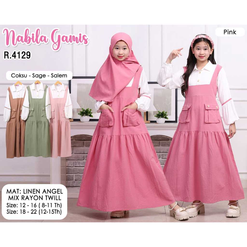 (7 - 15 TAHUN) BAJU DRESS FASHION ANAK PEREMPUAN TANGGUNG / DRESS BAHAN LINEN ANGEL MIX RAYON TWILL 