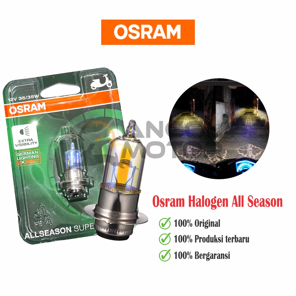 Osram All Season H6 K1 Bohlam Halogen Lampu Depan Motor Cahaya Kuning