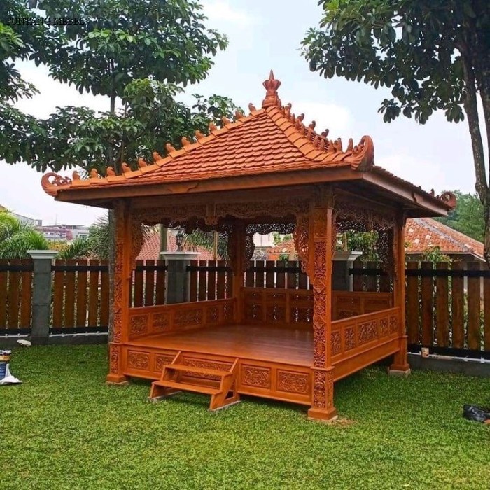Termurah Gazebo ukir kayu jati / saung ukir kayu jati / gazebo kayu jati