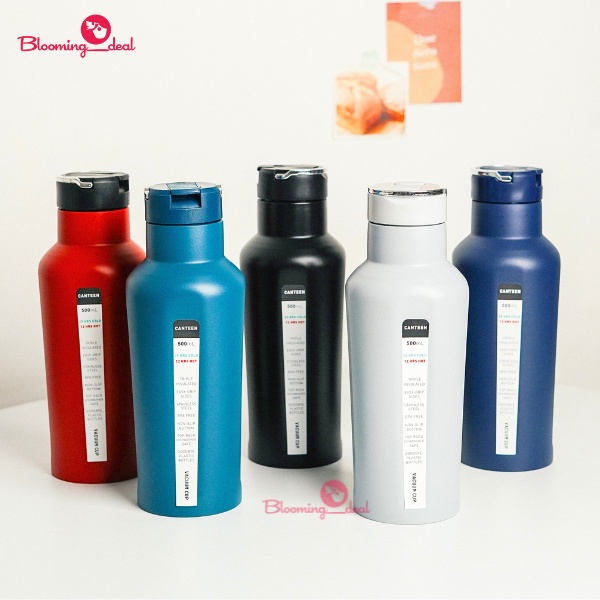 Tumbler Termos Canteen Stainless Steel 4 Sisi Datar dengan Sedotan 500ml/750ml (SD1198)