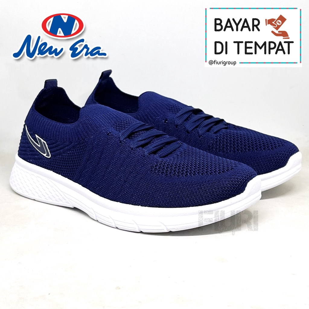 FIURI - NEW ERA ORIGINAL - WILSON 37-43 NAVY - SEPATU SNEAKERS SLIP ON BERTALI PRIA - SEPATU KNIT RA