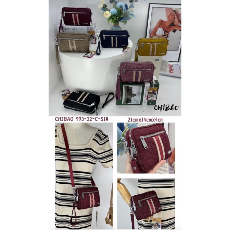Tas Selempang Chibao 993-22 Lis kulit. Tas Wanita Tas selempang wanita Tas Chibao Import.