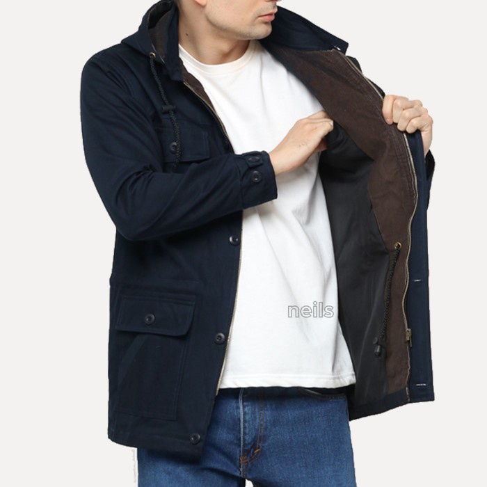 ✨MURAH✨ -JUAL JAKET PARKA PRIA - BANDUNG - NEILS RIVERLAND NAVY - UNIQLO - Hijau Army