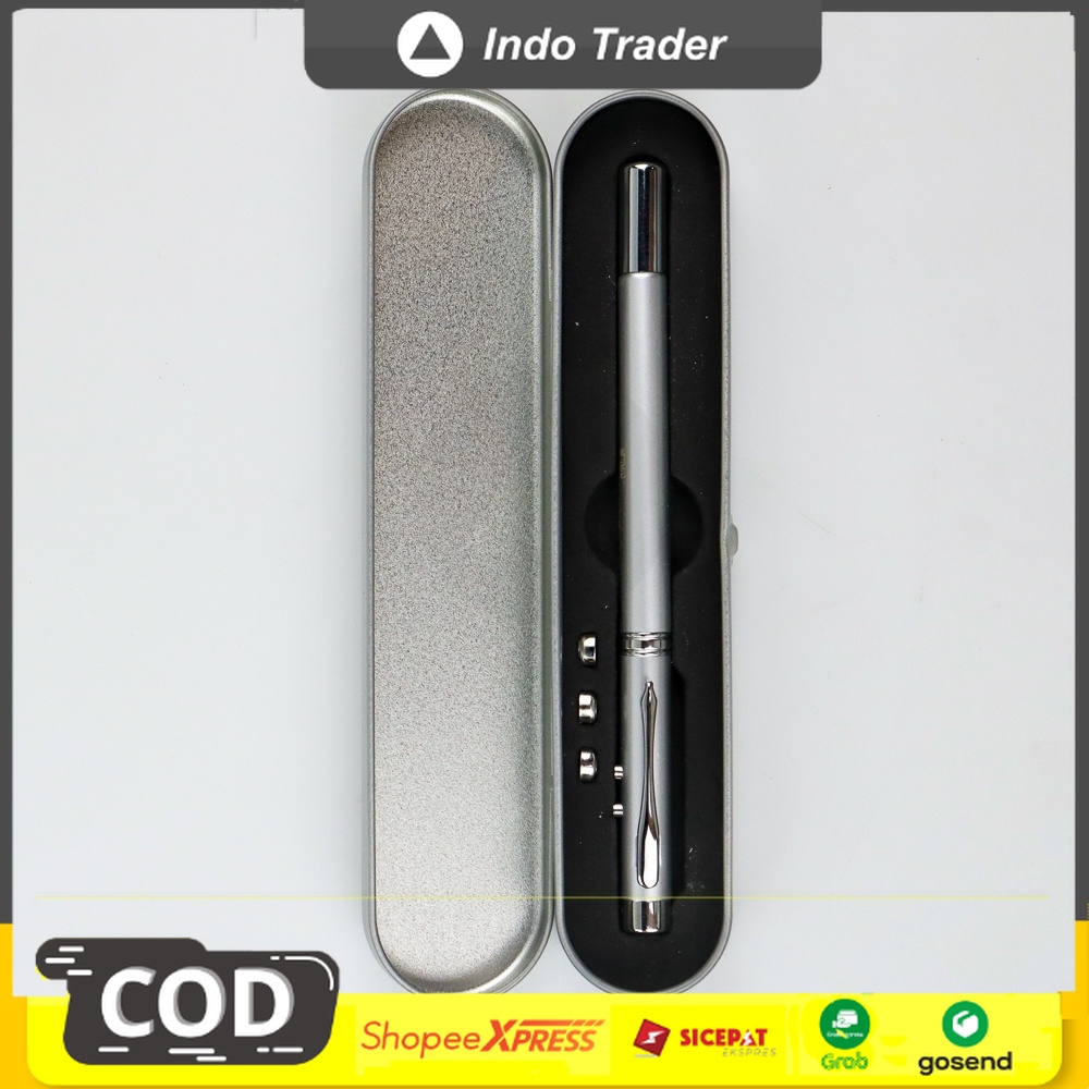 

Bolpoint Pulpen Laser Pointer Senter Stik Komando Magnet Pena Ballpoint Multifungsi 5 in 1 Keren!