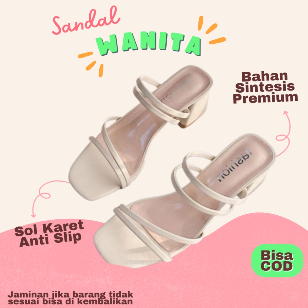 Sendal Wanita Kekinian Kondangan Sandal Heels Wanita Sendal Hak Tahu 5Cm Sandal Kondangan Wanita Cew