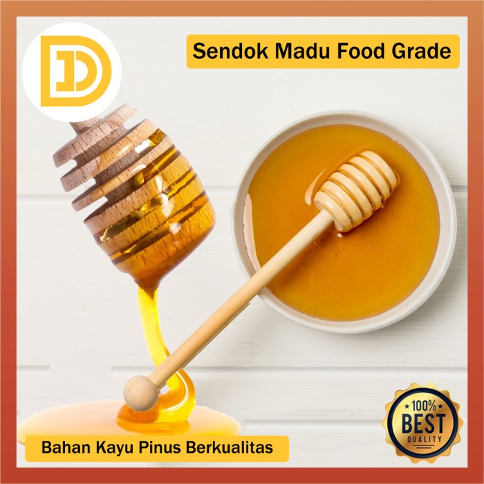 Sendok Adukan Madu Bahan Kayu Foodgrade Berkualitas Honey Dipper Stick