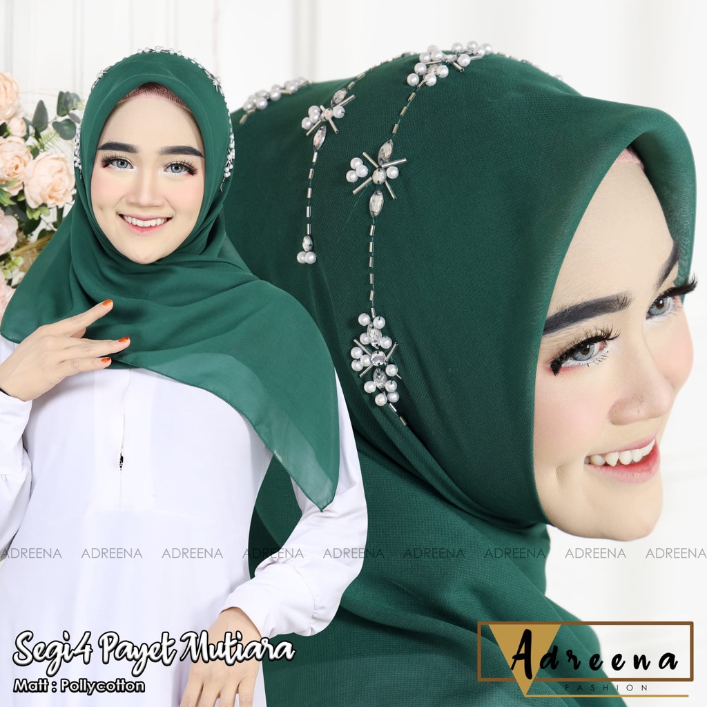 HIJAB SEGI EMPAT PAYET BUNGA/BELLA SEGI EMPAT PAYET/BELLA SQUARE PAYET BANDO/HIJAB SEGI EMPAT MUTIAR