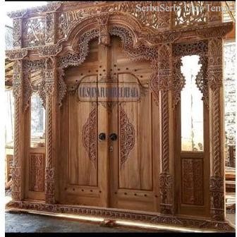 Pintu ukir gebyok kusen pintu jendela rumah kayu jati ukir Jepara Termurah