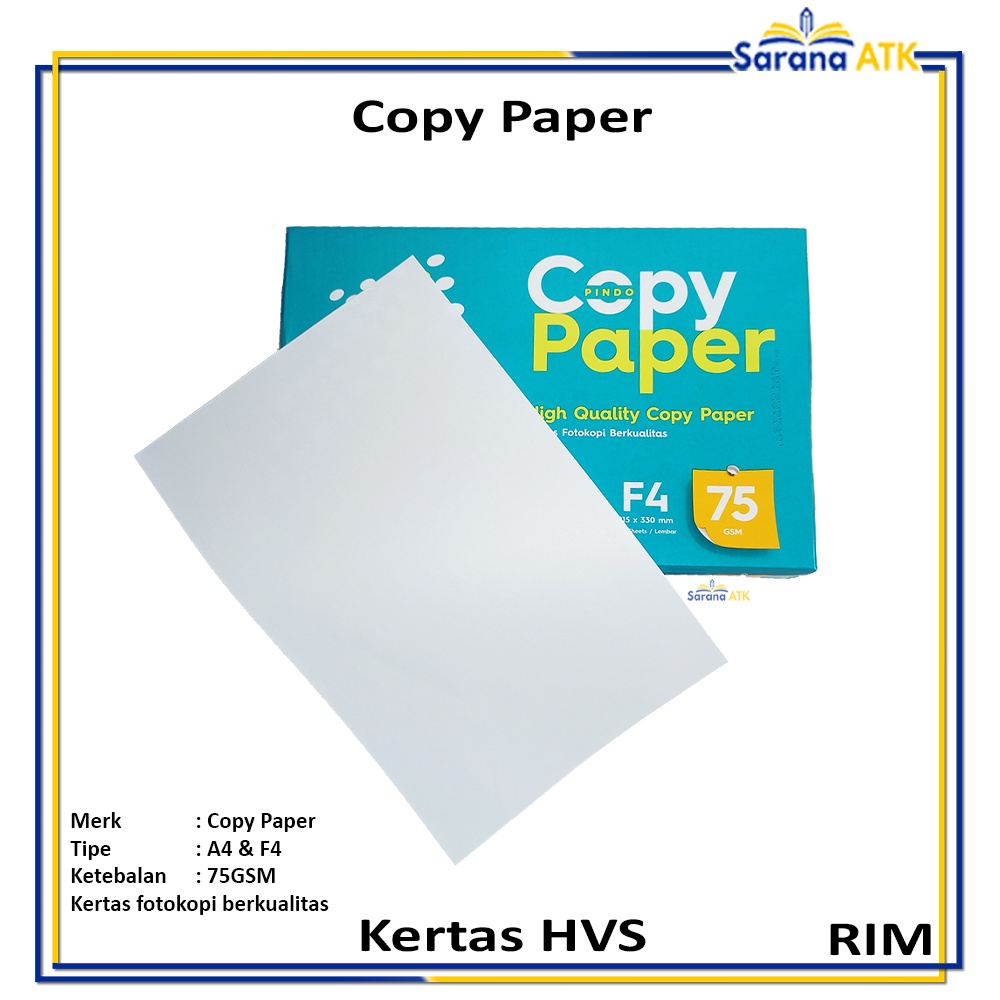 

Copy Paper - Kertas Print HVS A4 & F4 75 Gsm - Rim