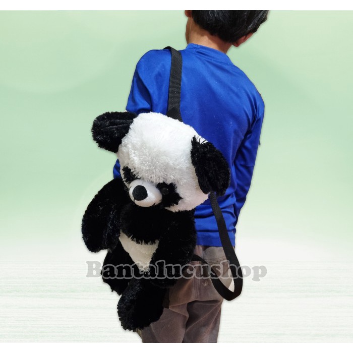 Tas Boneka Panda Ransel Lucu Bahan Bulu Halus Tas Panda Imut Gemoy