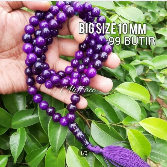 big size 10 mm tasbih batu kecubung 99 butir 1000%asli