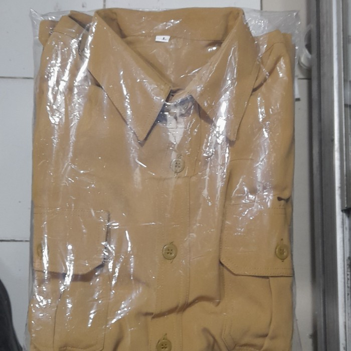 baju seragam safari harian PSH pemda,guru warna coklat muda ukuran XXL