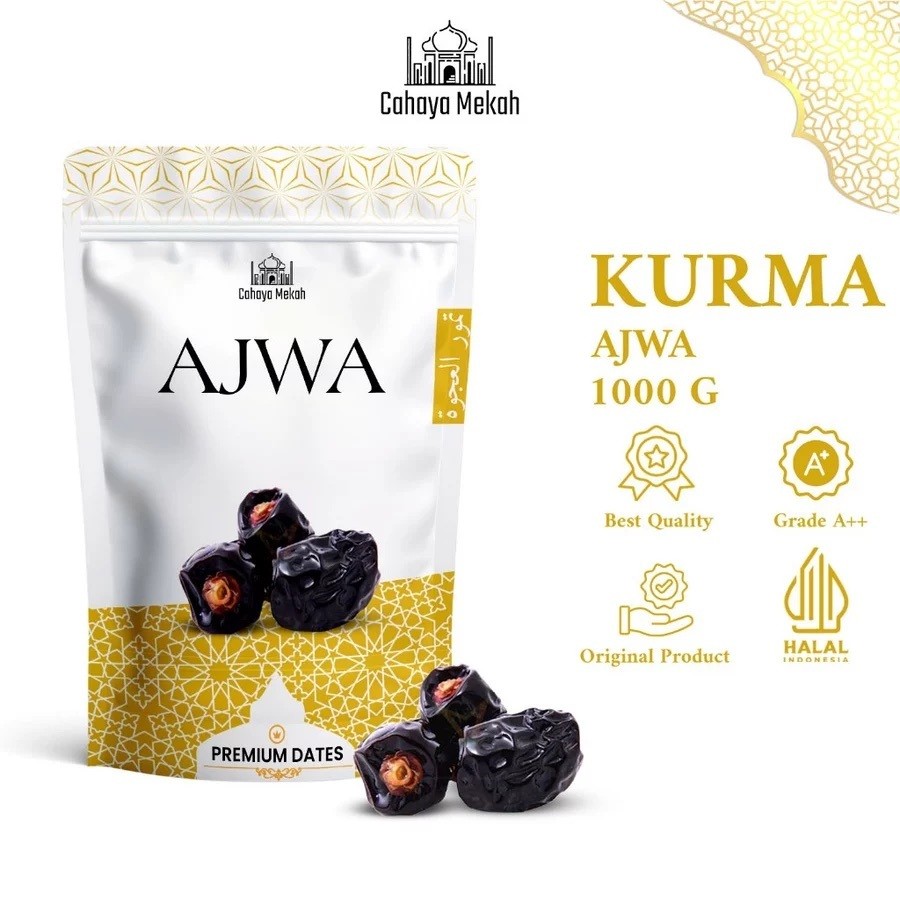 

Cahaya Mekah Kurma Ajwa 1 kg Kurma Premium Dates A+ Asli Madinah, Sehat & Bergizi Tinggi