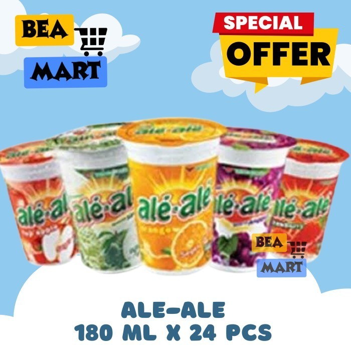 

Minuman ALE ALE Rasa JERUK / ANGGUR / STOBERI 180ml x 24 Pcs | Jus Orange Grape Strawberry 1 Dus Karton