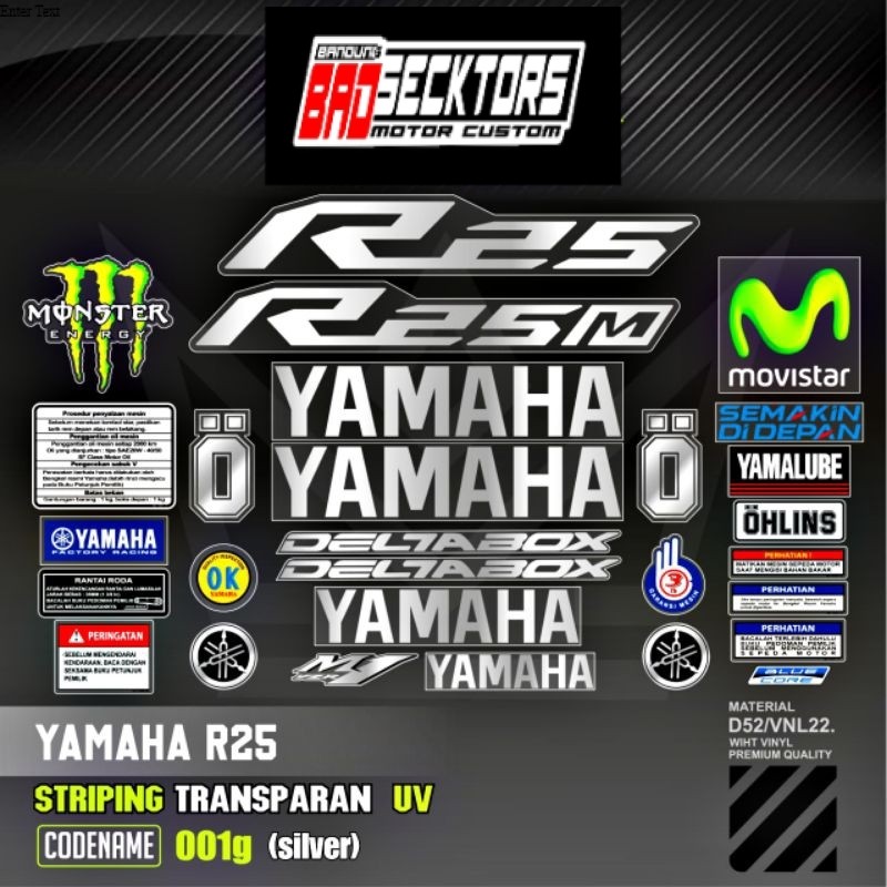Sticker Striping Variasi Transparan Uv Yzf R25 R25M R25 V1 R25 Old R25 New R25 V2 All New Yamaha R25