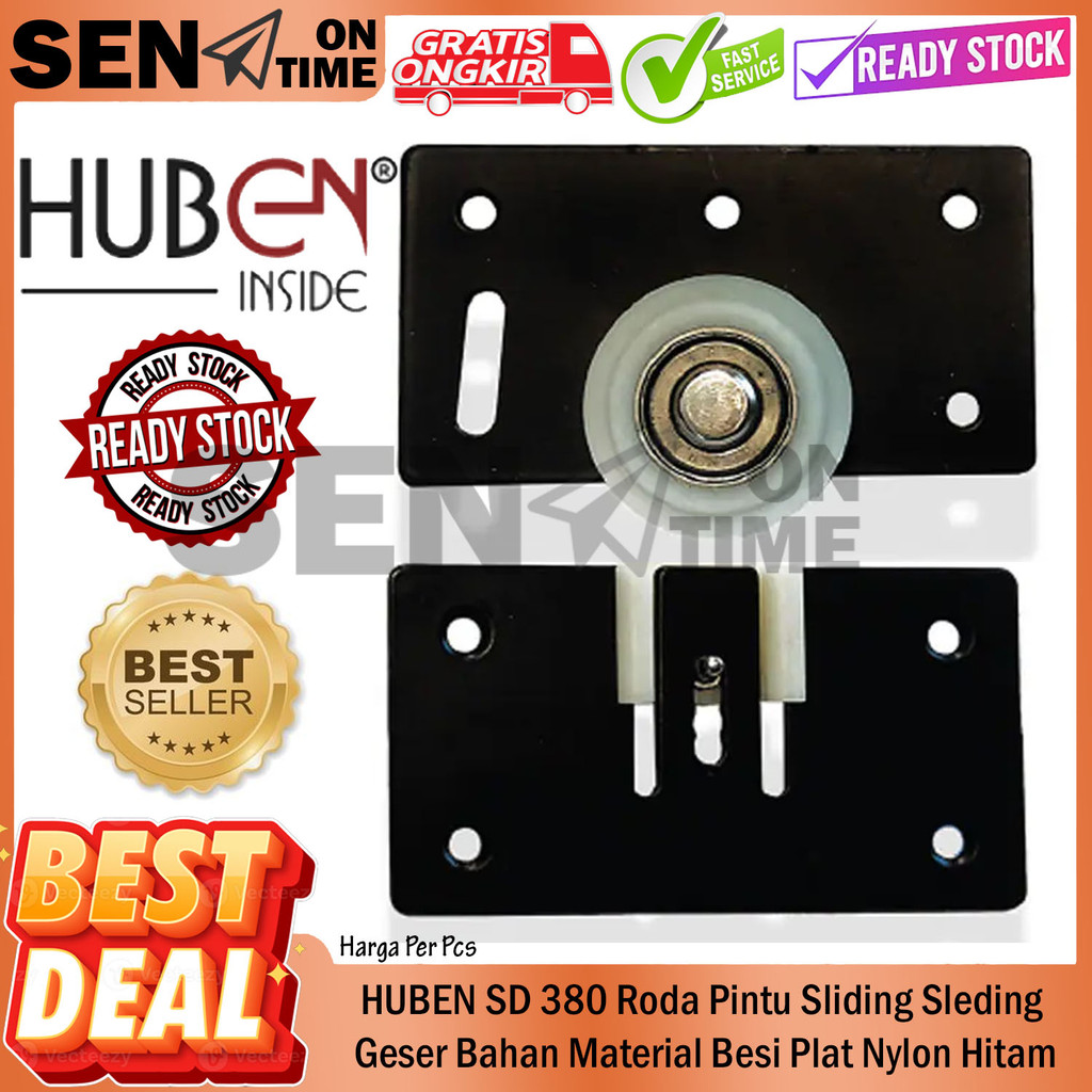HUBEN SD 380 Roda Besi Plat Satu Bawah  Pengaman Atas Stopper Daun Pintu Lemari Almari Sliding Sledi