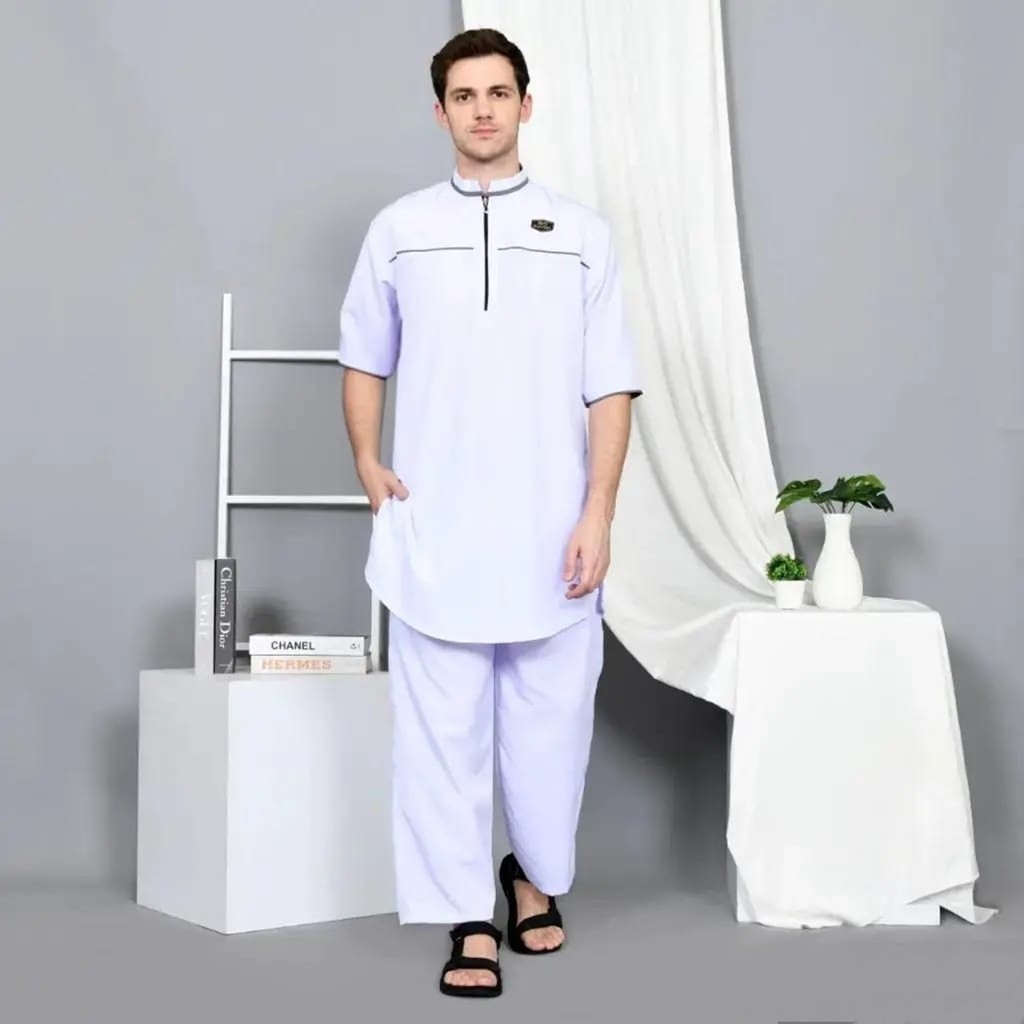 Willy Moslem Wear - koko setelan pria model list simple - gamis pakistan laki laki dewasa - kurta se