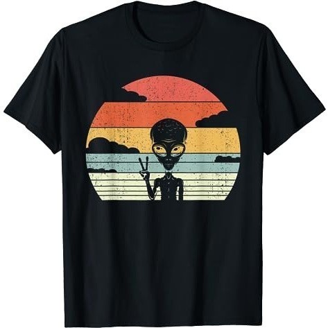 KAOS Retro Alien Extraterrestrial Space - Vintage Alien T-Shirt