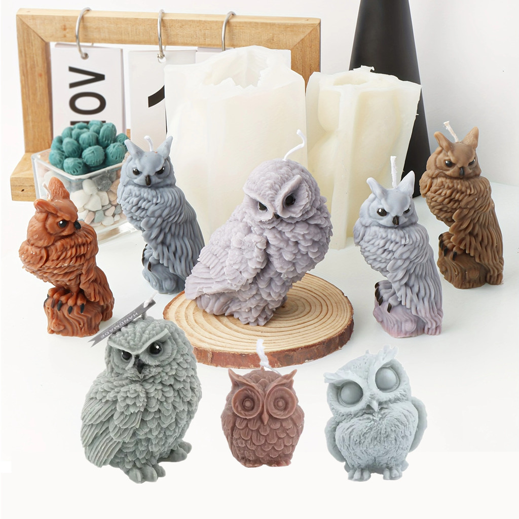 

3D Owl Shape Candle Silicone Molds Making Resin Aromatherapy Candles Handmade Wax Soap Home Decor Craft