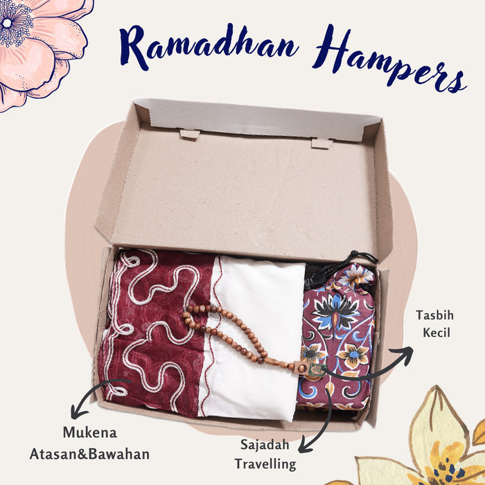 

Hampers Lebaran / Mukena Satu Set Sajadah / Parsel Cantik / Hampers - maroon