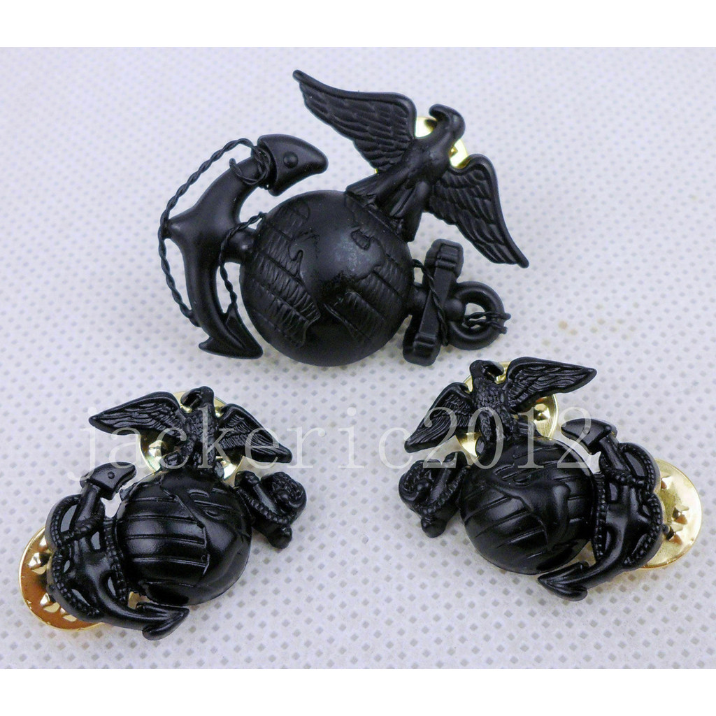 tomwang2012. BLACK US MILITARY BADGE USMC BADGE CAP PIN AND MARINE CORPS COLLAR PINS