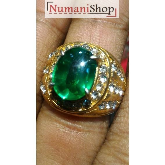 Cincin Titanium Batu Permata Fire Opal/Green Fire Opal HQ