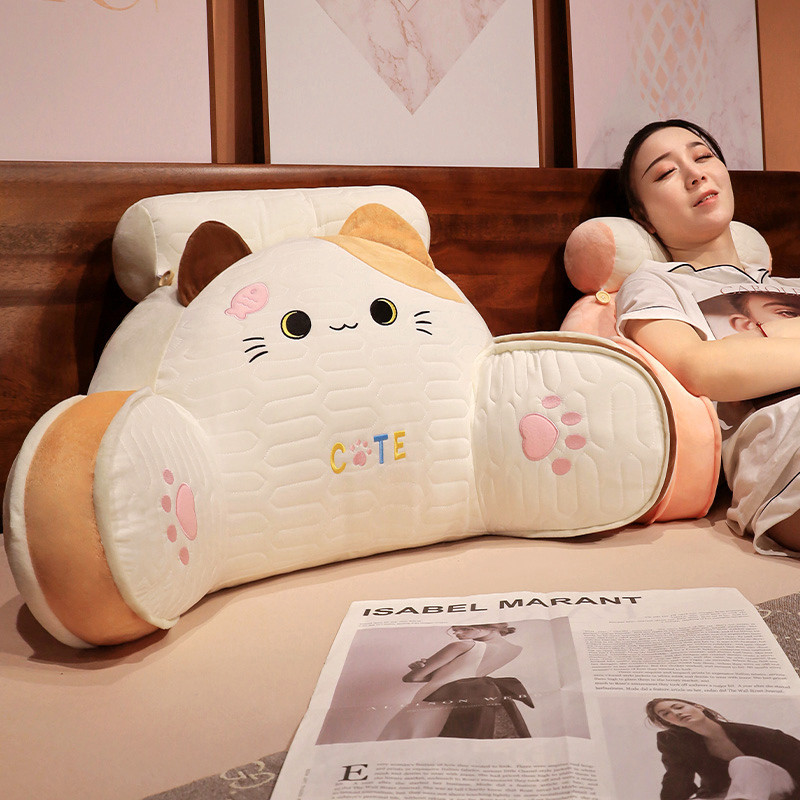 

Cartoon Soft Cats Pillow Latex Ice Silk Stuffed Cotton Lumbar Support Chair Seat Cushion Animal Plush Toy Sofa Bed Home Decor