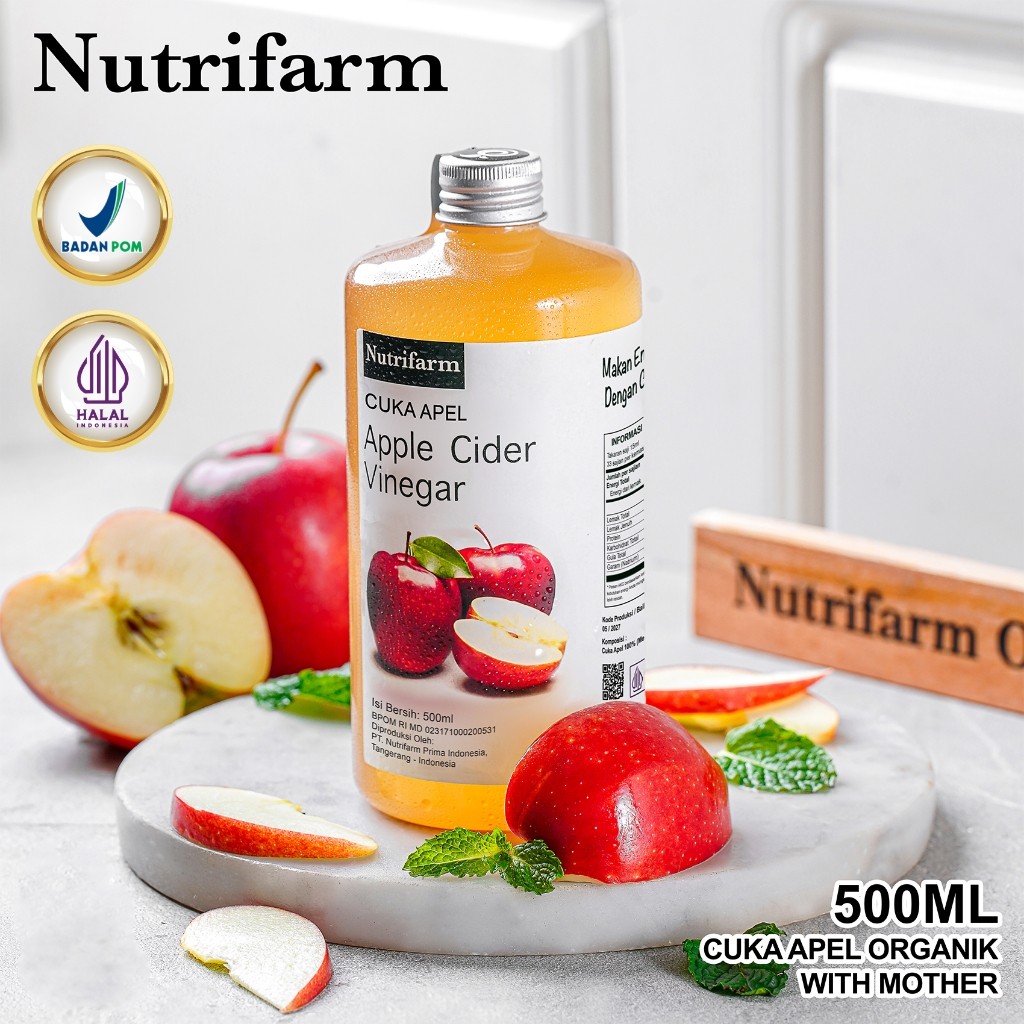 

CUKA APEL ORIGINAL ORGANIK 500ML / APPLE CIDER VINEGAR WITH MOTHER BY NUTRIFARM