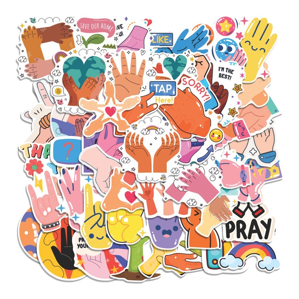 

COD 50 Pcs Stiker Ilustrasi Tangan (Hand) Lucu Anti Air Untuk Dekorasi Notebook Sepeda Skateboard Handphone