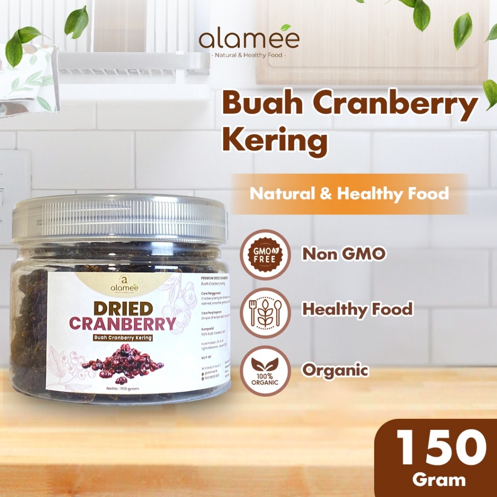 

ALAMEE Cranberry Kering Cemilan Buah Sehat Rendah Kalori Dried Cranberry Natural 100% Premium 150gr