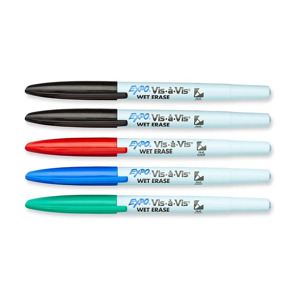 

3Pcs/Lot Sharpie EXPO 16074 Vis-A-Vis Wet-Erase Overhead Transparency Markers Fine Water-based Black Green Blue Red Marker Pen