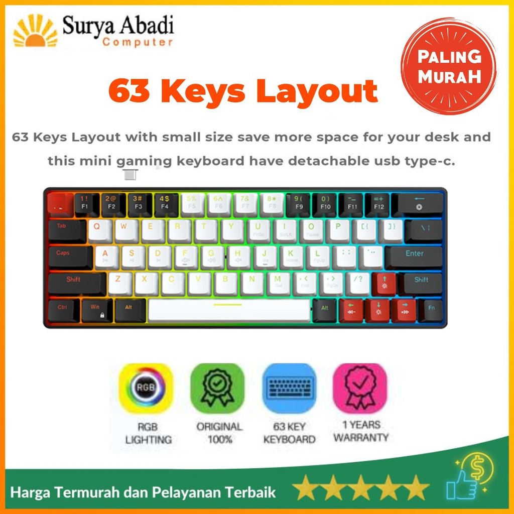 NYK HELENS 63 MKN-07 MECHANICAL KEYBOARD | KEYBOARD MECHANICAL NYK HELENS 63 MKN-07