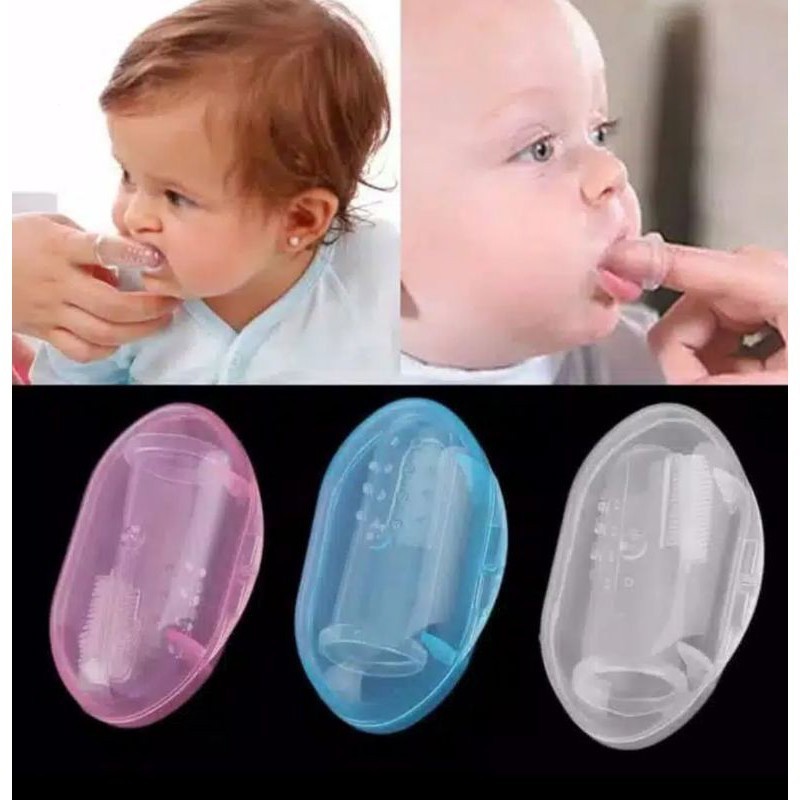 LYSASHOP - Sikat Pembersih Gigi Gusi Bayi Jari dengan MateriS Silikon Lembut dan Aman, Alat Gosok Gi