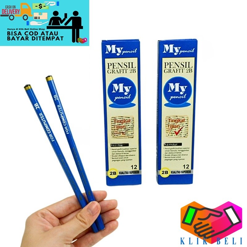 

Pensil 2B Biru (12 PCS) / My Pencil Grafit For Computer / Pensil Kayu Murah