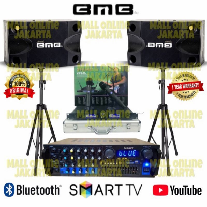 Paket Karaoke BMB 8inch Original Bluetooth Mic Wireless shure