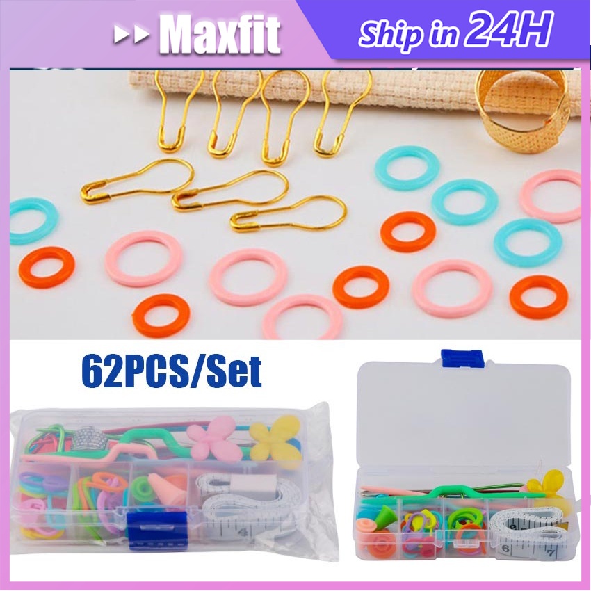 62Pcs/Set  Alat Rajut Set / Perlengkapan Rajut Set Diy / Jarum Rajut Set