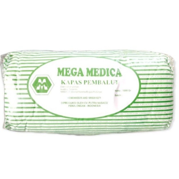 Kapas Pembalut Mega Medika 1000gr/ Kapas serbaguna 1kg/ kapas 1 Kg Medis