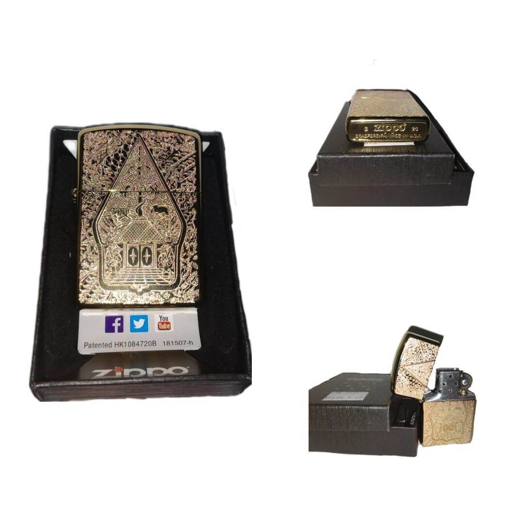 (FREE BOX)Korek Api Zippo Original Made In USA Gold Wayang Limited Edition/Mancis Unik Zippo Gold Wa