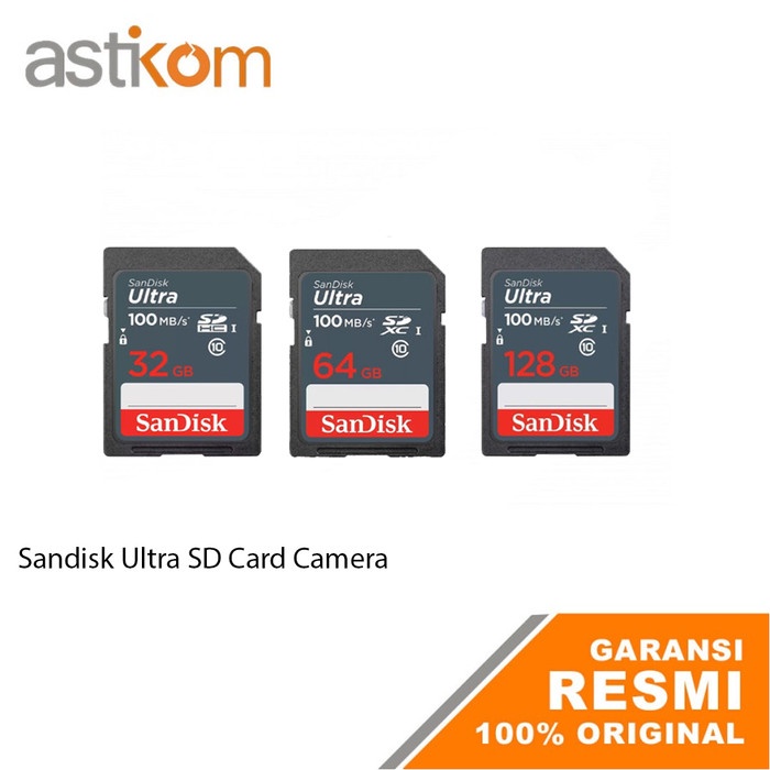 SD Card Sandisk Ultra SDHC SDXC 32GB 64GB 128GB Memori Camera 100Mbps