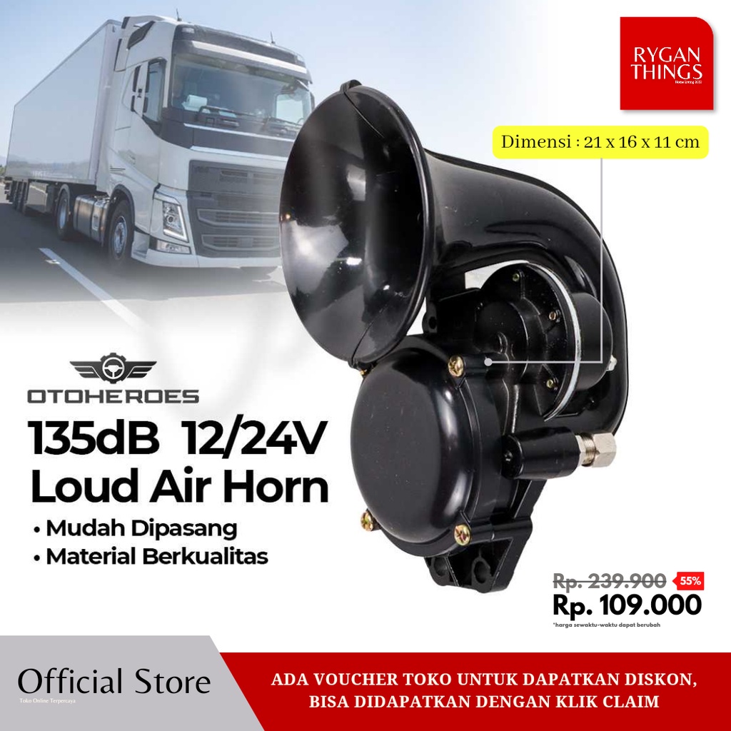CSO Klakson Keong Trompet Mobil Truk Air Horn 24 Volt 135 dB Klakson Tronton Bus Klakson Waterproof 