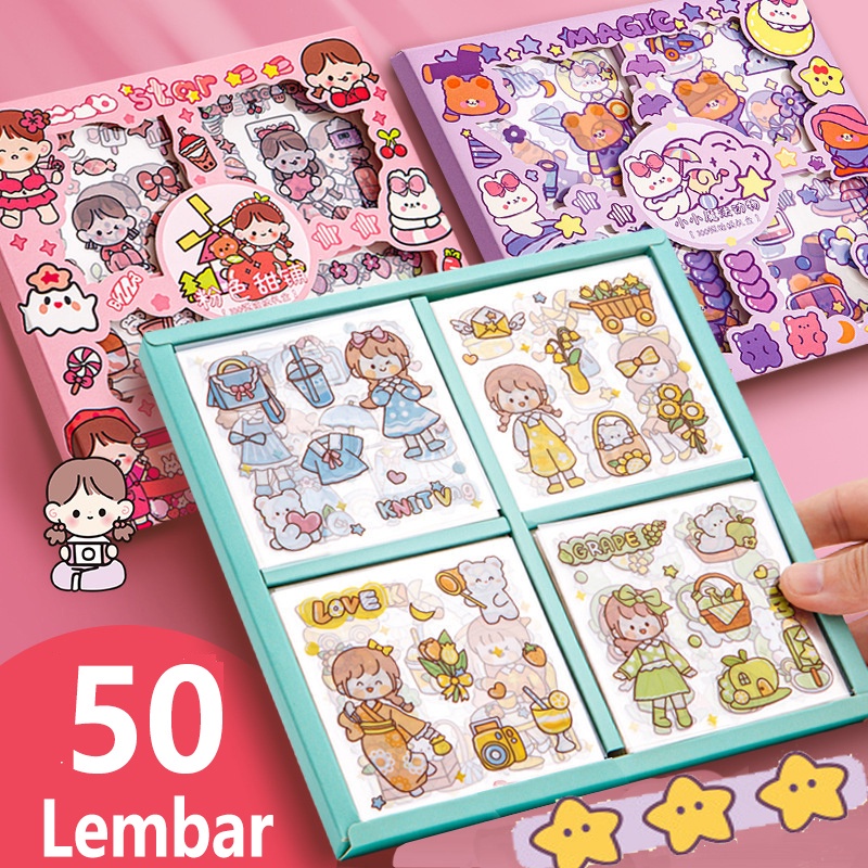 

DIY 1 SET 50 LEMBAR STICKER AESTHETIC LUCU / STICKER DIY UNTUK JURNAL BUKU DAN TUMBLR