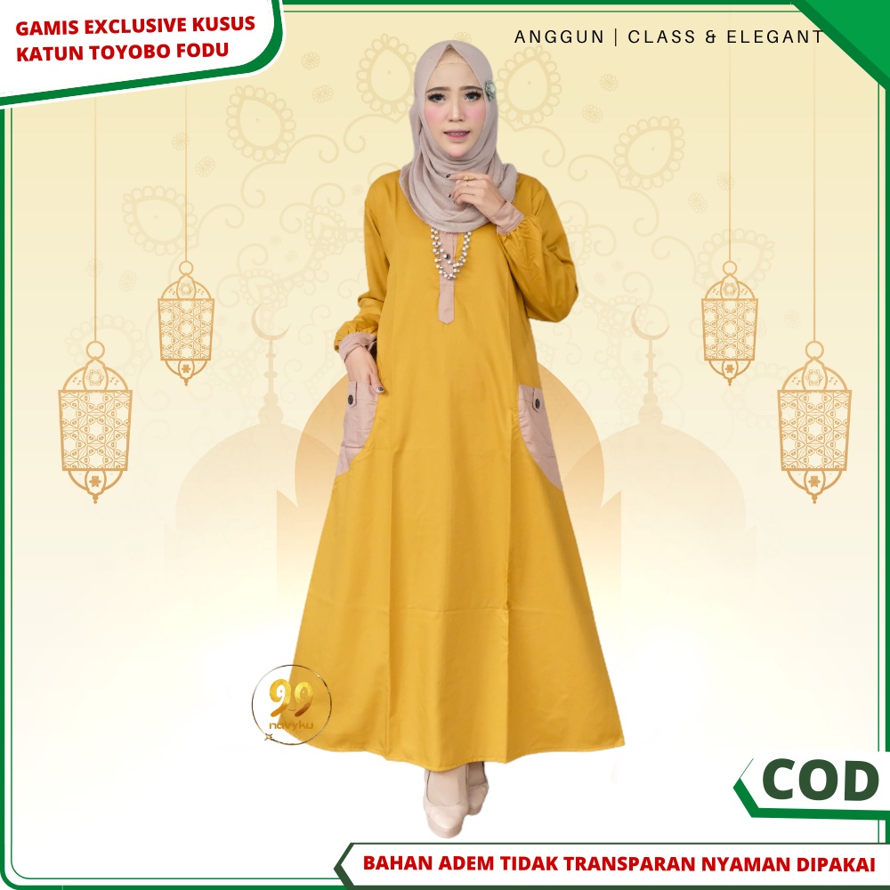 Baju Gamis Wanita Bahan Katun Toyobo Premium Santri putri Kombinasi warna Terbaru Kekinian Busui D13