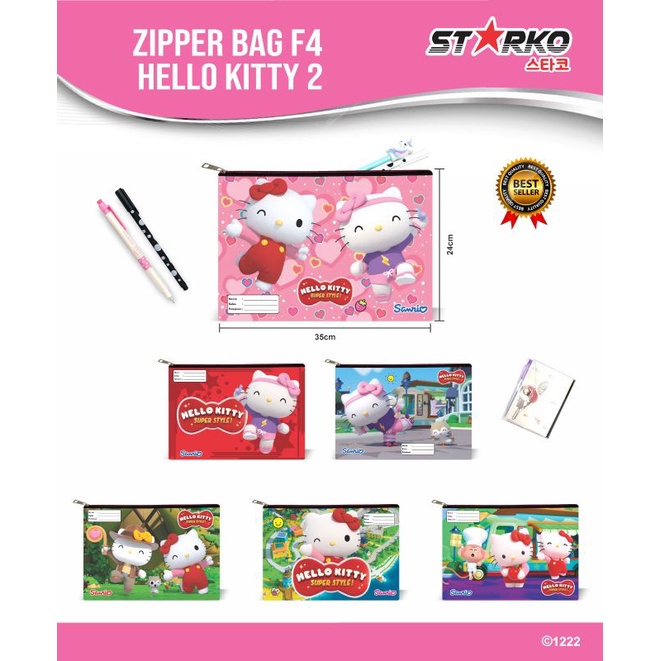 

Map zipper sleting buku pelajaran A4 hello kitty